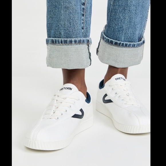 Tretorn Women’s 'Nylite Plus Canvas' Sneakers - White/Navy - Picture 1 of 10